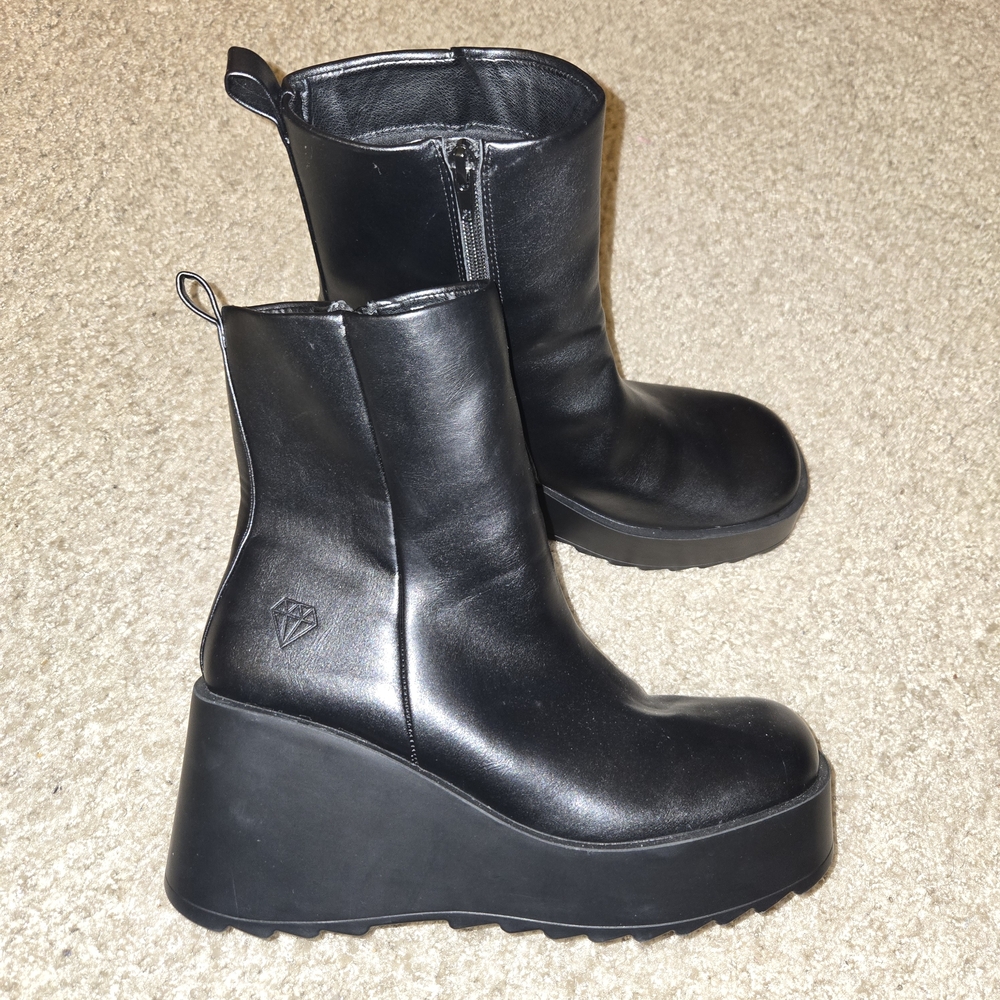 Rock & Candy Black Platform Heeled Boots